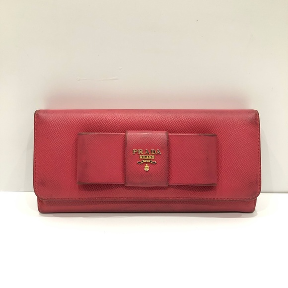 Prada Pink Leather Flap Long Wallet Sku#84590 (Gently used,fair condition) - Picture 2 of 15